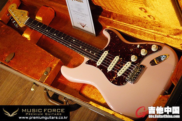 Fender MBS(Masterbuilt) 1960 NOS Strat Shell Pink w/Flame Maple Neck & Abby Handwound Pickups by Den ...