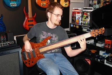 Gael Pirlot And His New Roscoe SKB3006 Fretless.jpg