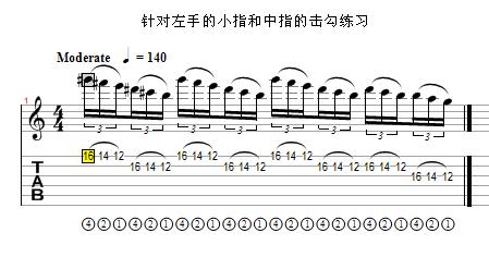 例 1 ---- 针对左手的小指和中指的击勾练习.jpg