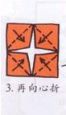 3.再重复一次,再把四个角向后折